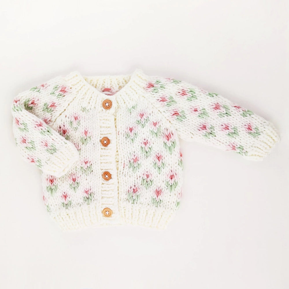 Bitty Blooms White Cardigan
