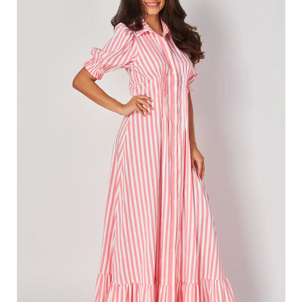 Carelessly Coral Striped Dress