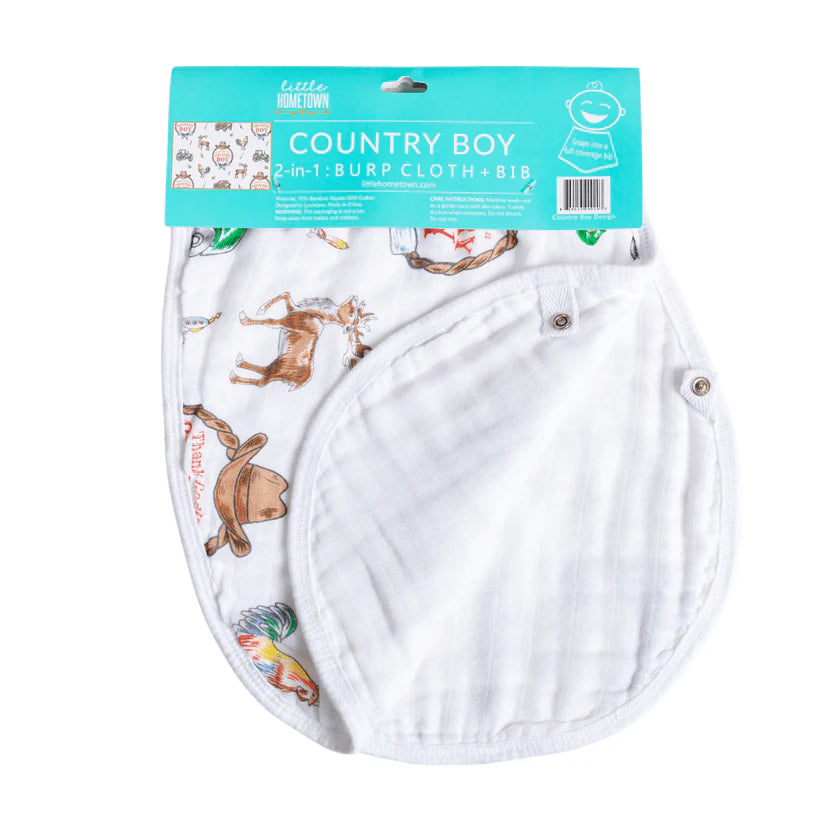 Country Boy 2 in 1 Burp Cloth/Bib