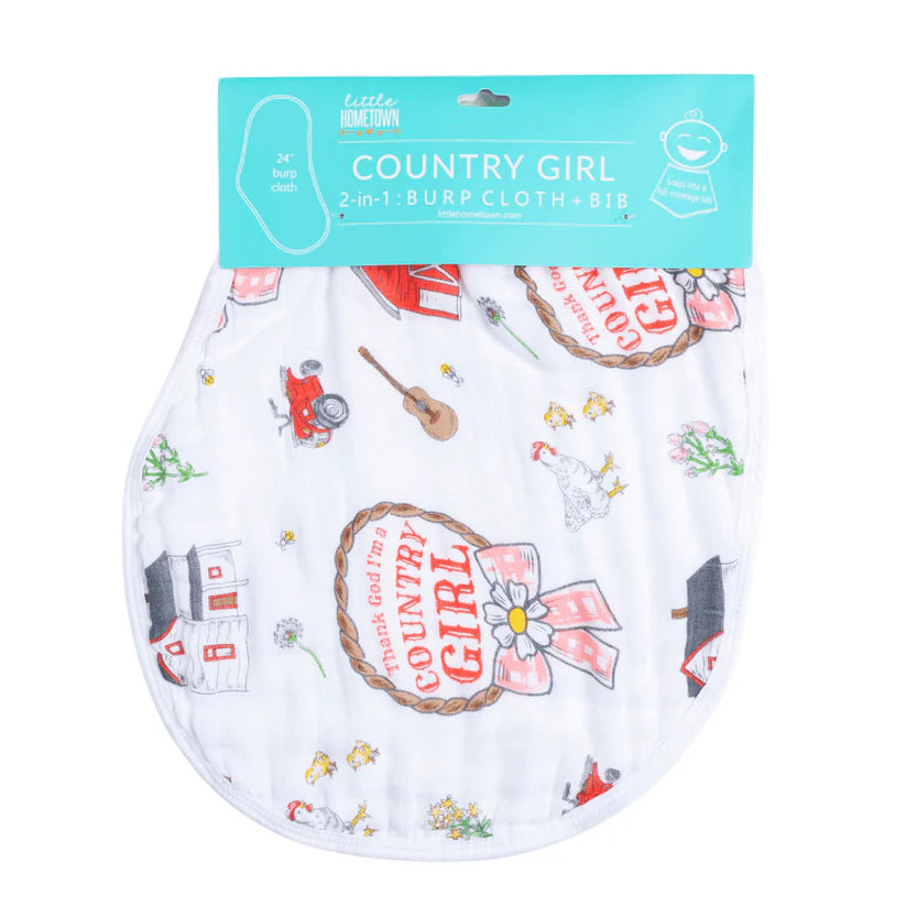 Country Girl 2 in 1 Burp Cloth/Bib