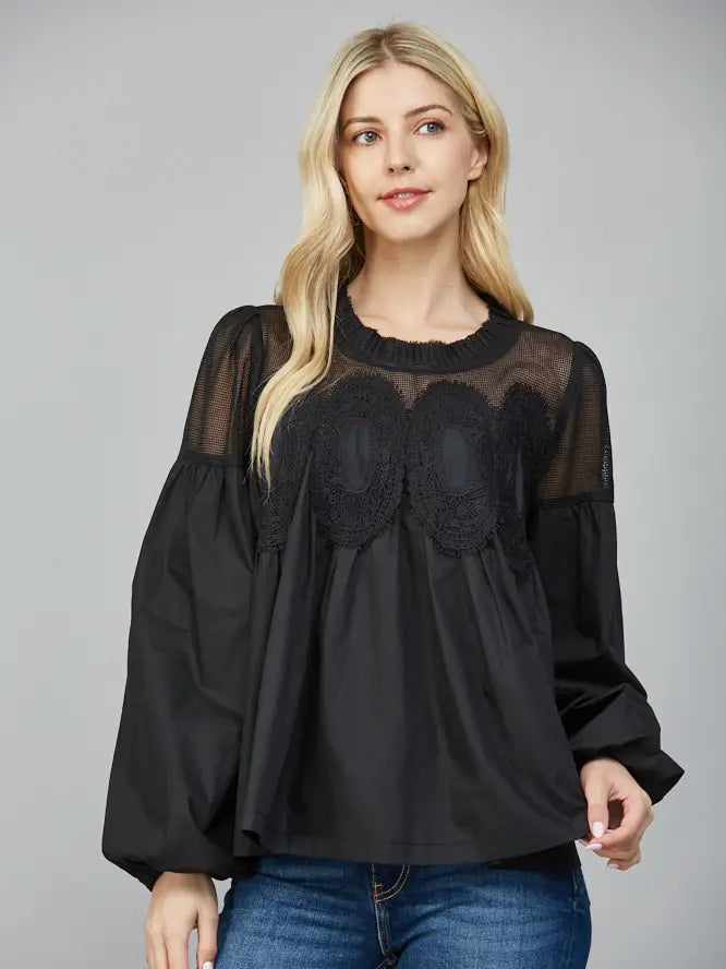 
                      
                        Black Lace Applique Top
                      
                    