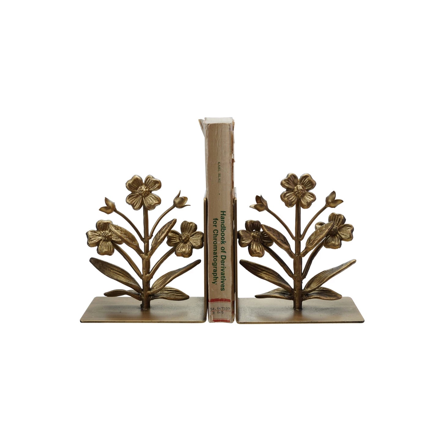 Set of 2 Gold Flower Bookends