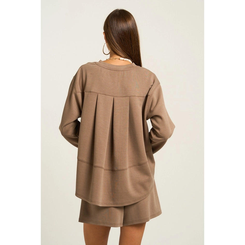 
                      
                        Mocha Pleated Sweatshirt
                      
                    