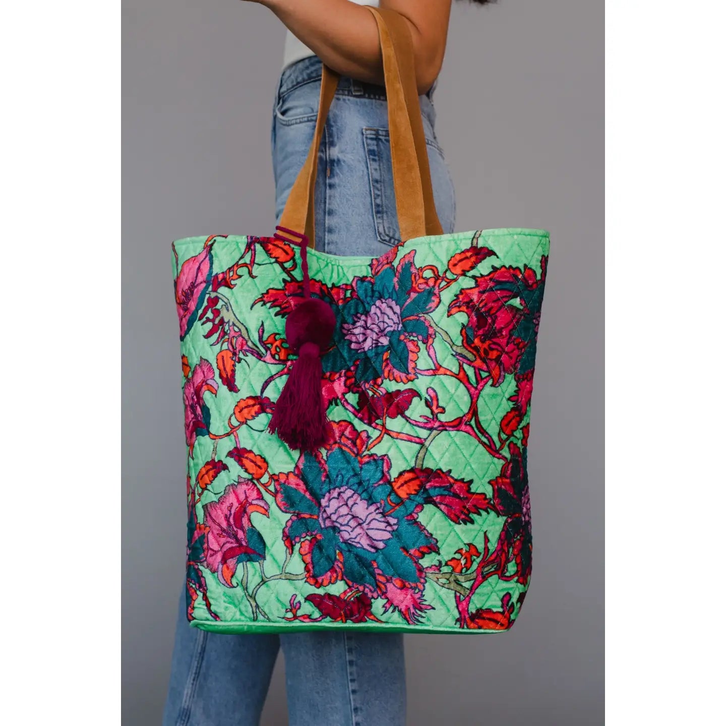 Libby Green Floral Tote