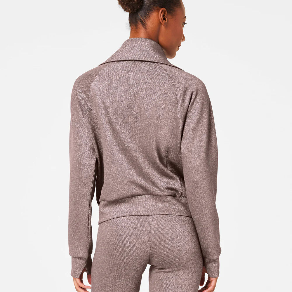 Spanx AirEssentials Half Zip Top Smoke Silver