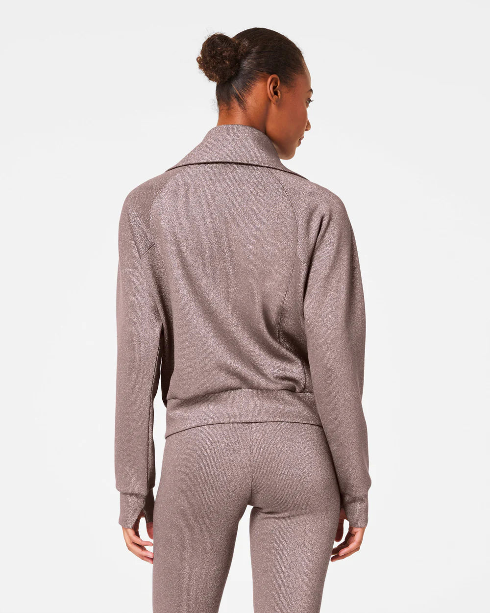 Spanx AirEssentials Half Zip Top Smoke Silver