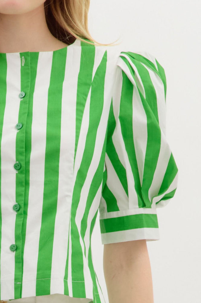 Green Cabana Stripe Top