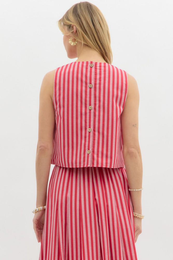 
                      
                        Retro Stripe Sleeveless Top
                      
                    