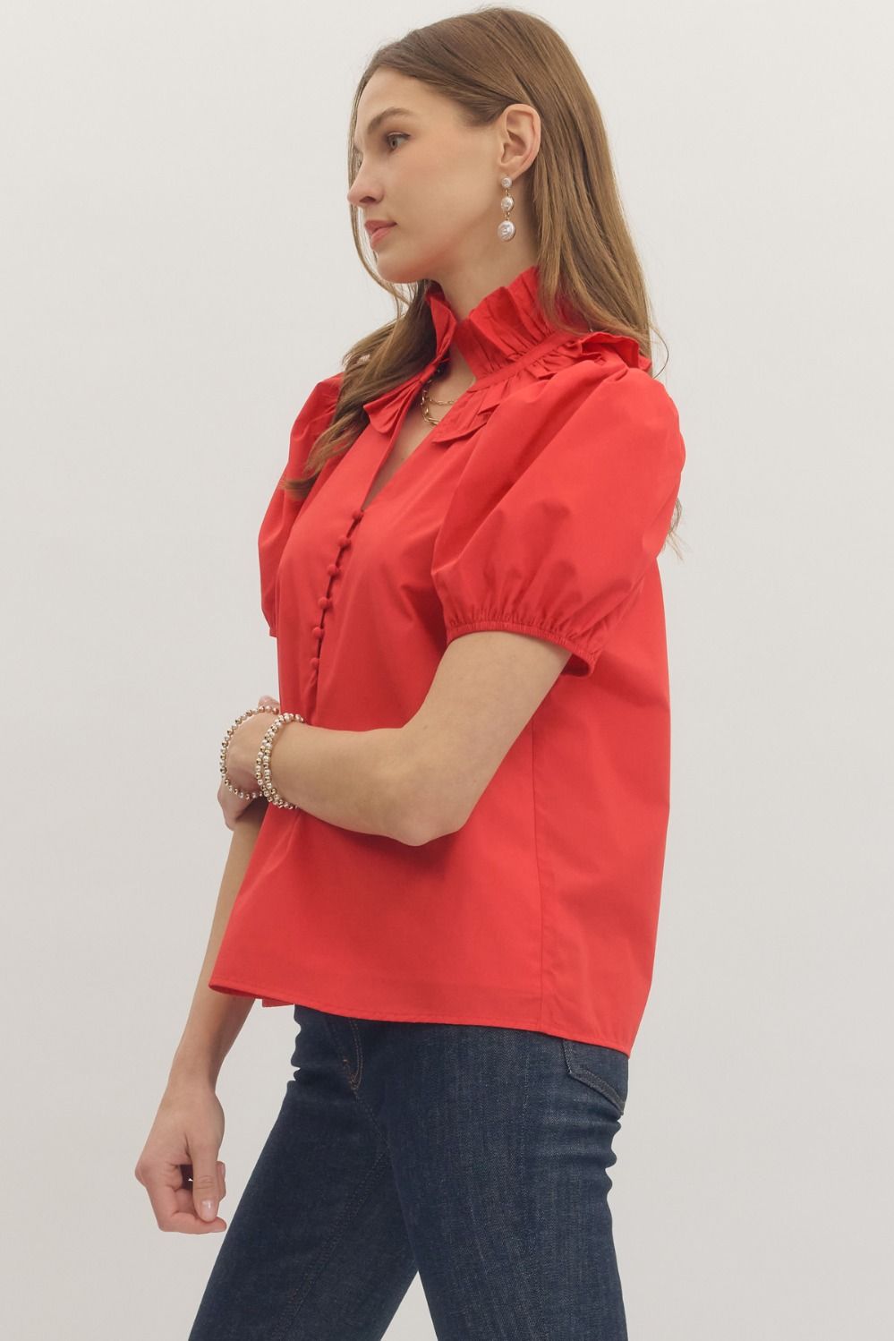 PRE-ORDER: Charming Red Ruffle Top