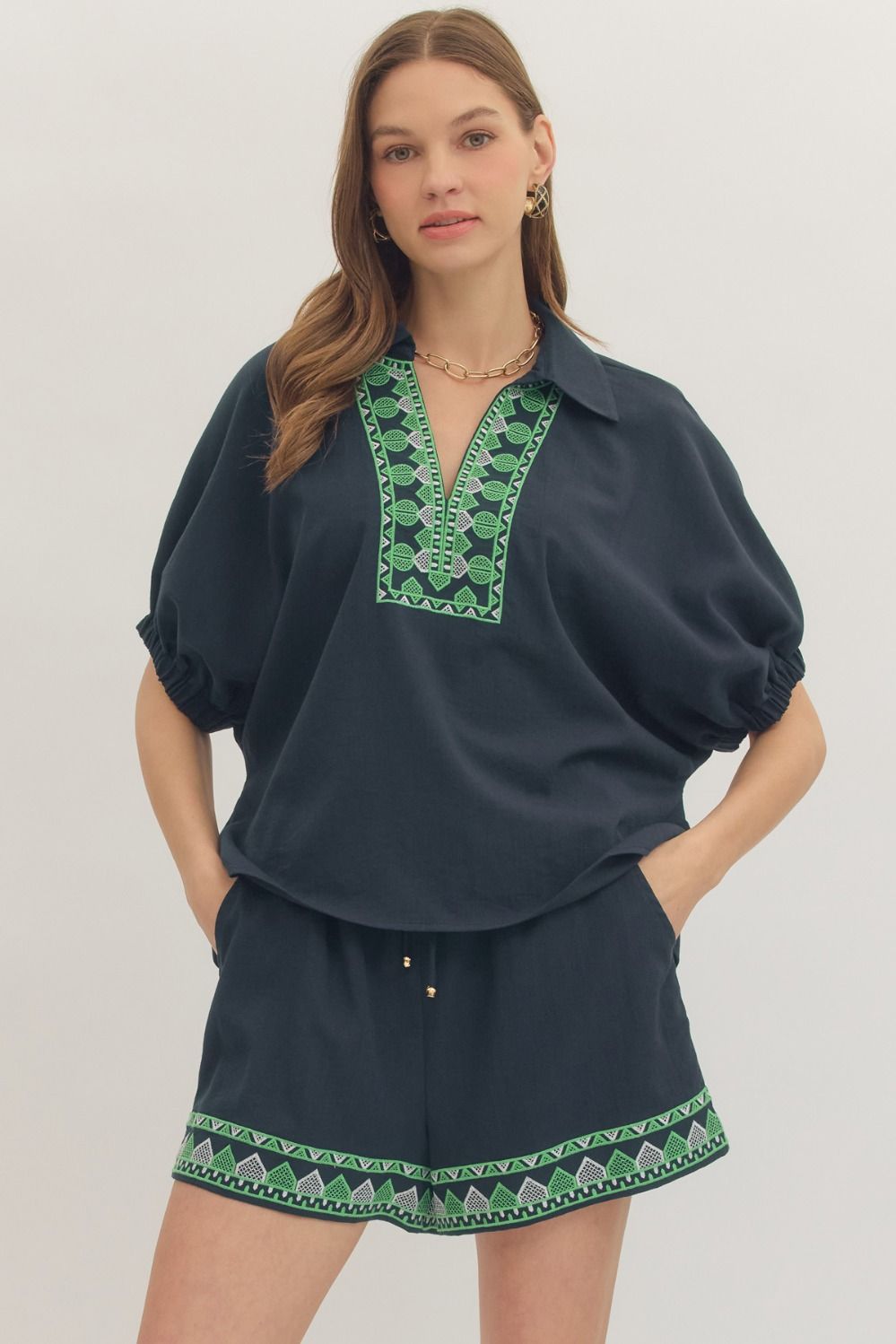 Celeste Embroidered Dolman Sleeve Top