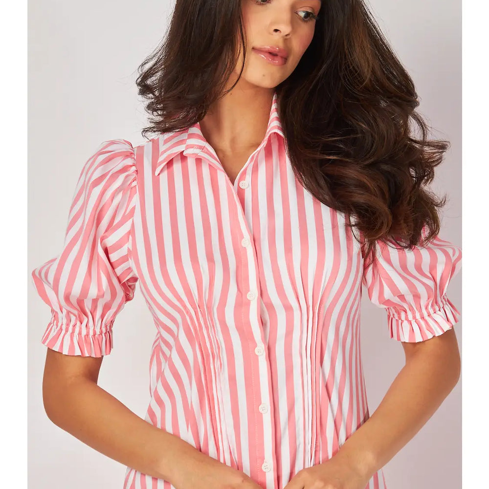 
                      
                        Carelessly Coral Striped Dress
                      
                    
