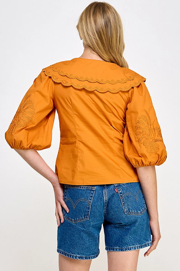 
                      
                        Camille Caramel Embroidered Blouse
                      
                    