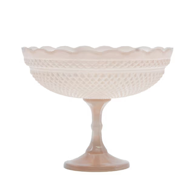 Scalloped Footed Glass Blush Bowl