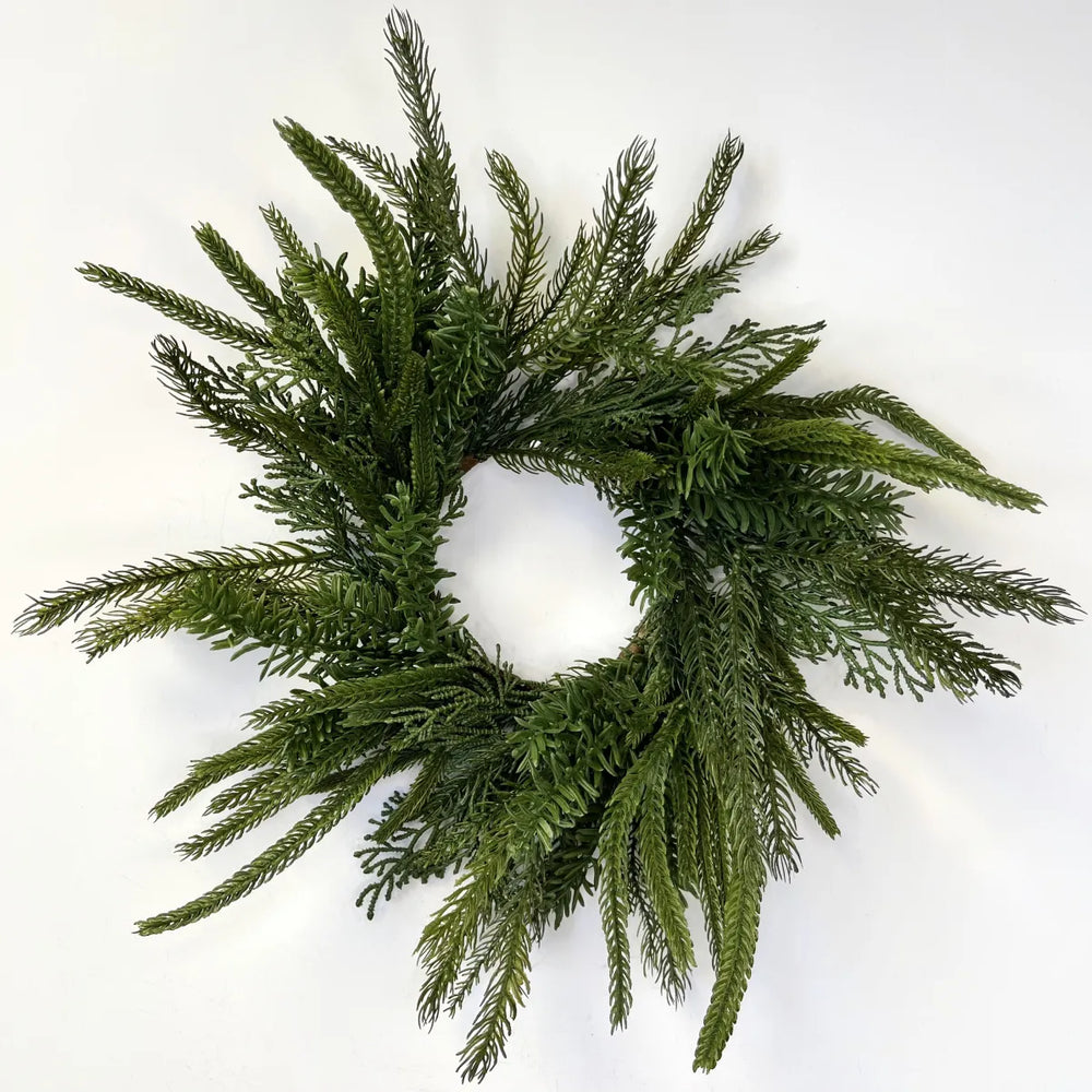 15" Mixed Greenery Candle Ring
