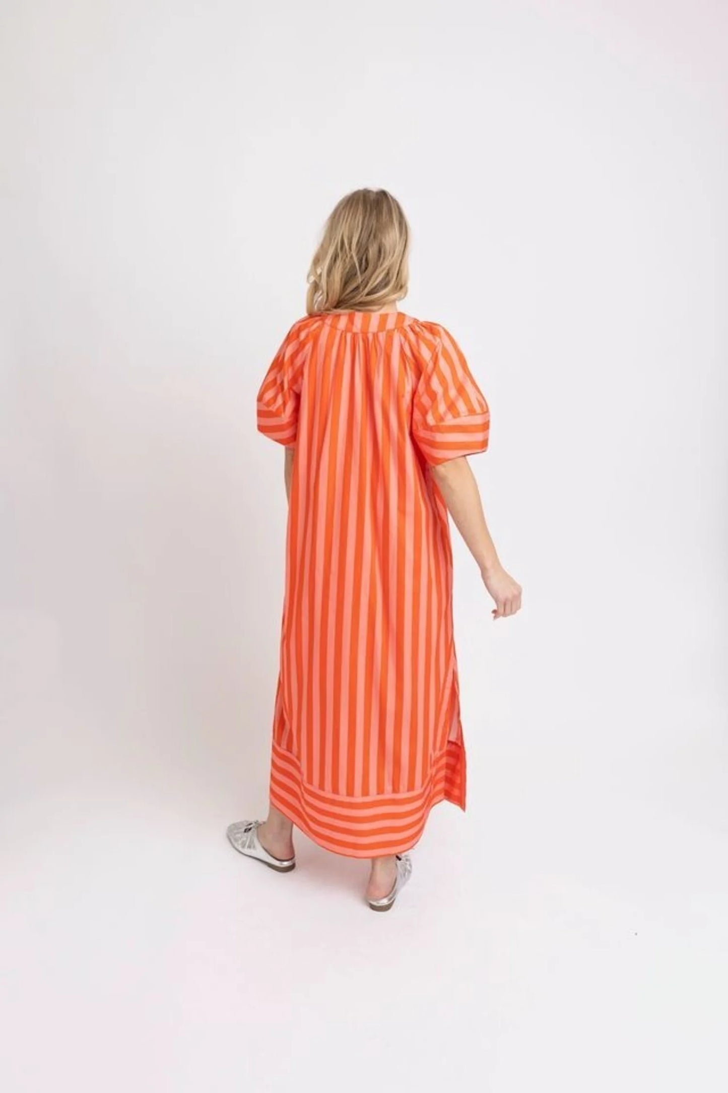 KARLIE Coral Stripe Vneck Maxi