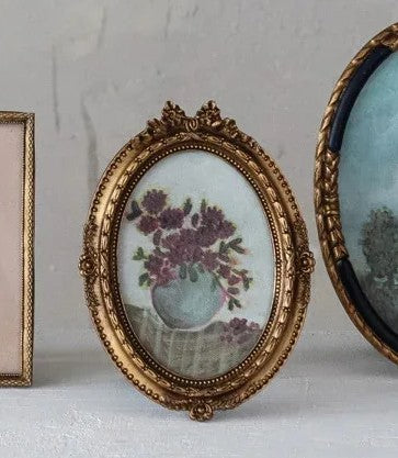 Oval Frame Floral Artwork