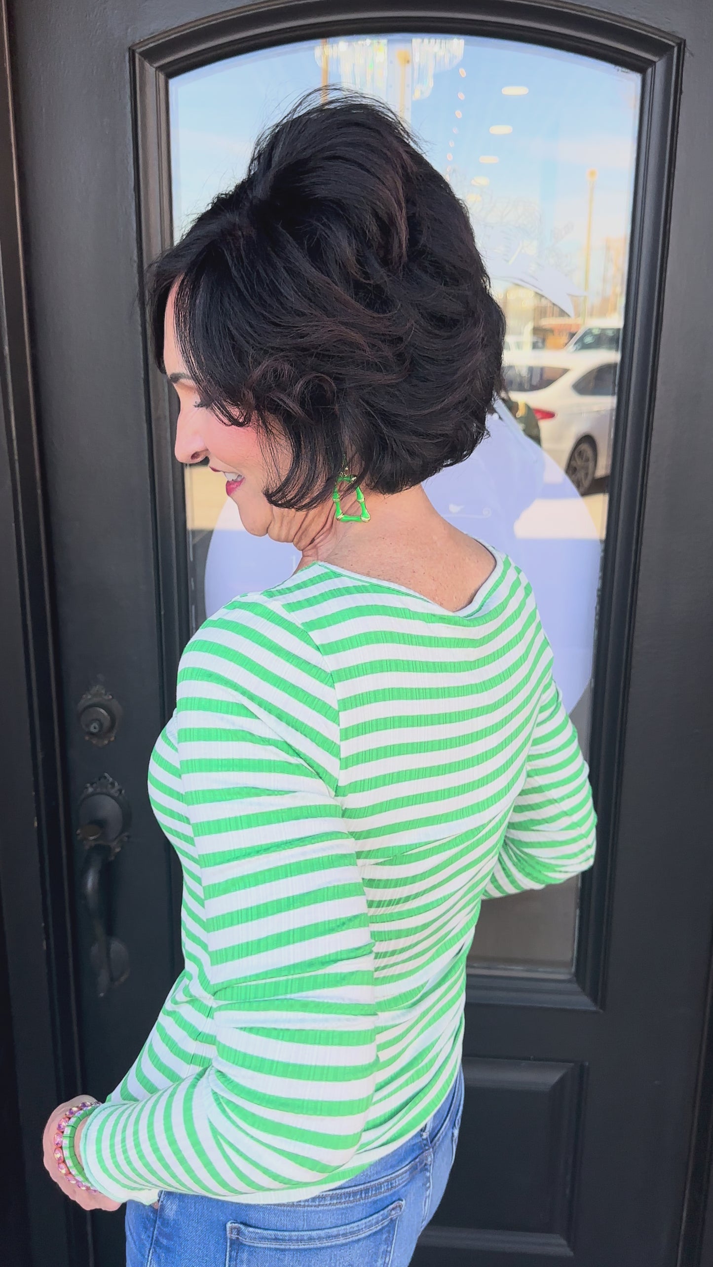 Graceful Green Striped Top