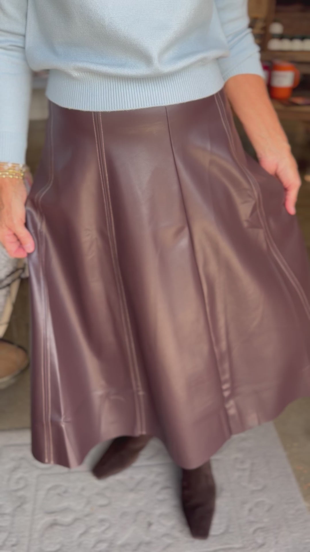 Chocolate Faux Leather Skirt