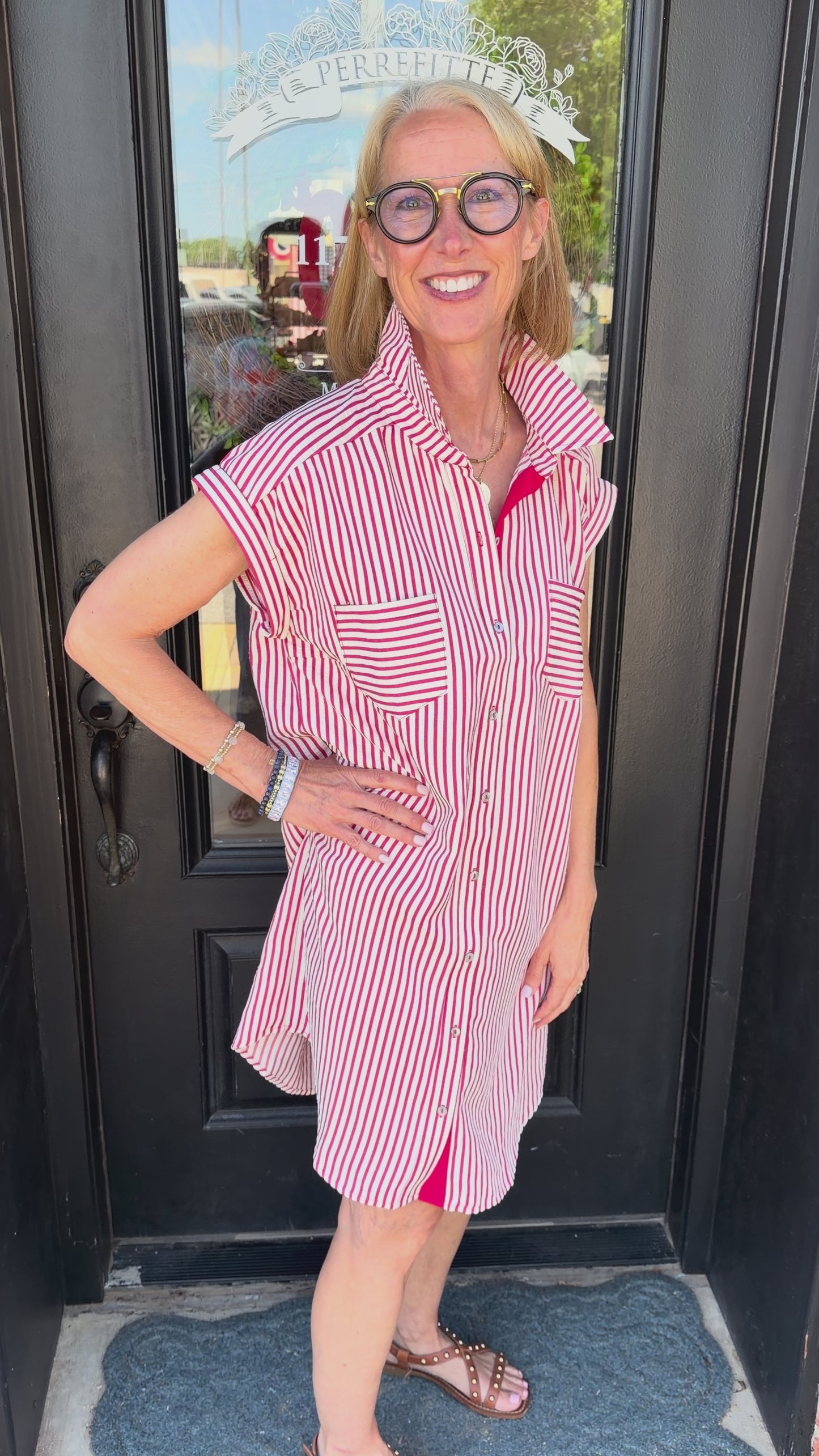 Sarah Stripe Shirt Dress