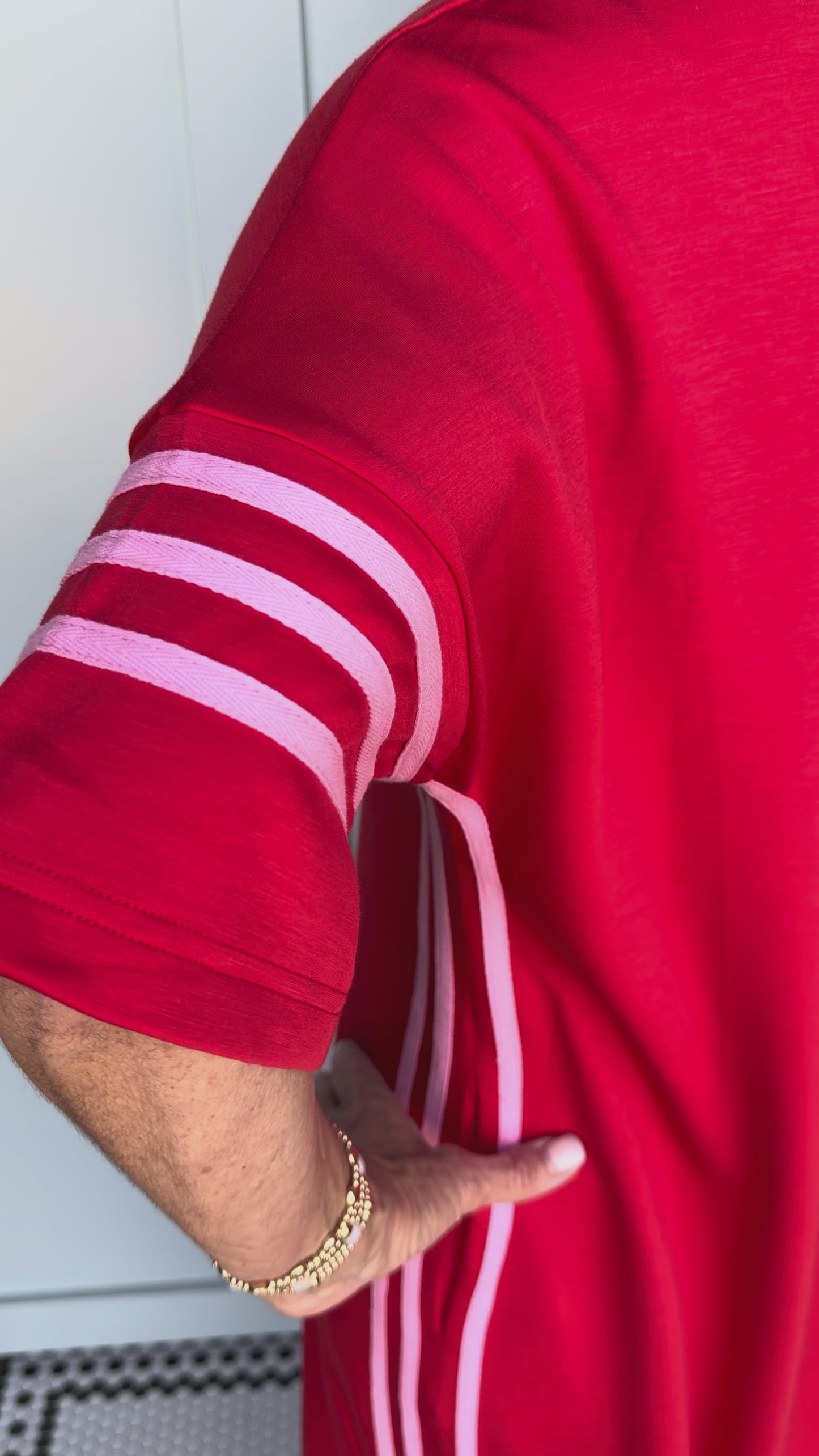 Everyday Knit Striped Midi-Red/Pink