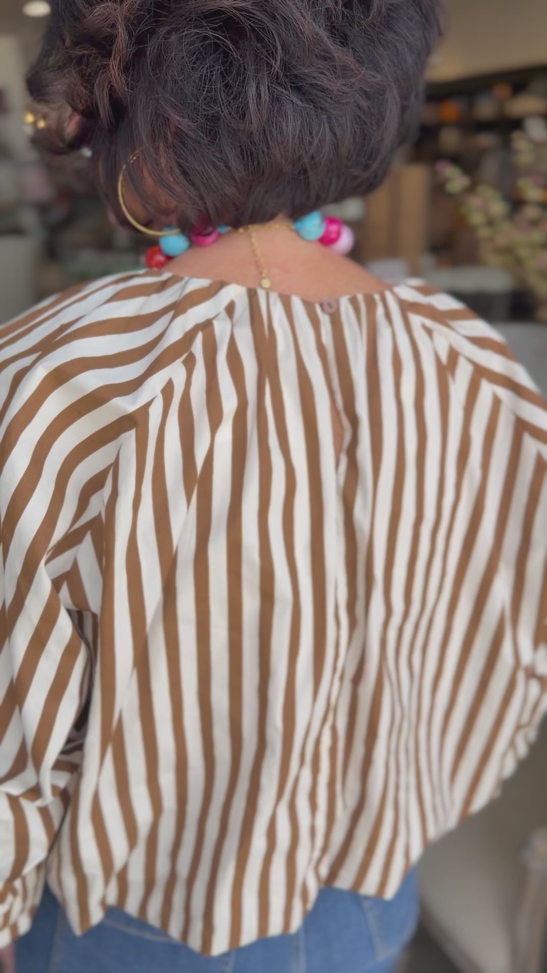 Karlie Mocha Stripe Bubble Top