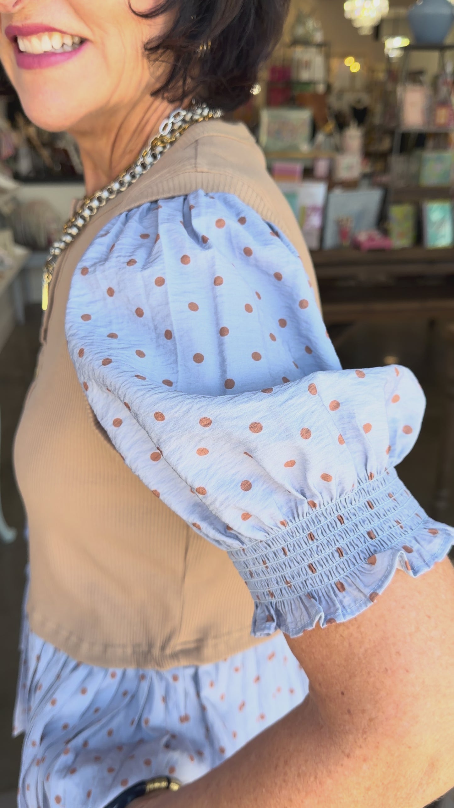Perfect Pleated Polka Dot Top