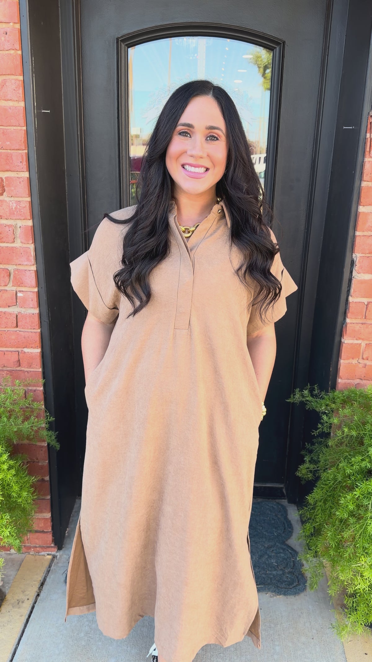 Camel Chic Midi Dress