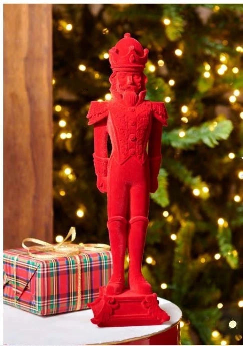 14.25" Red Flocked Nutcracker