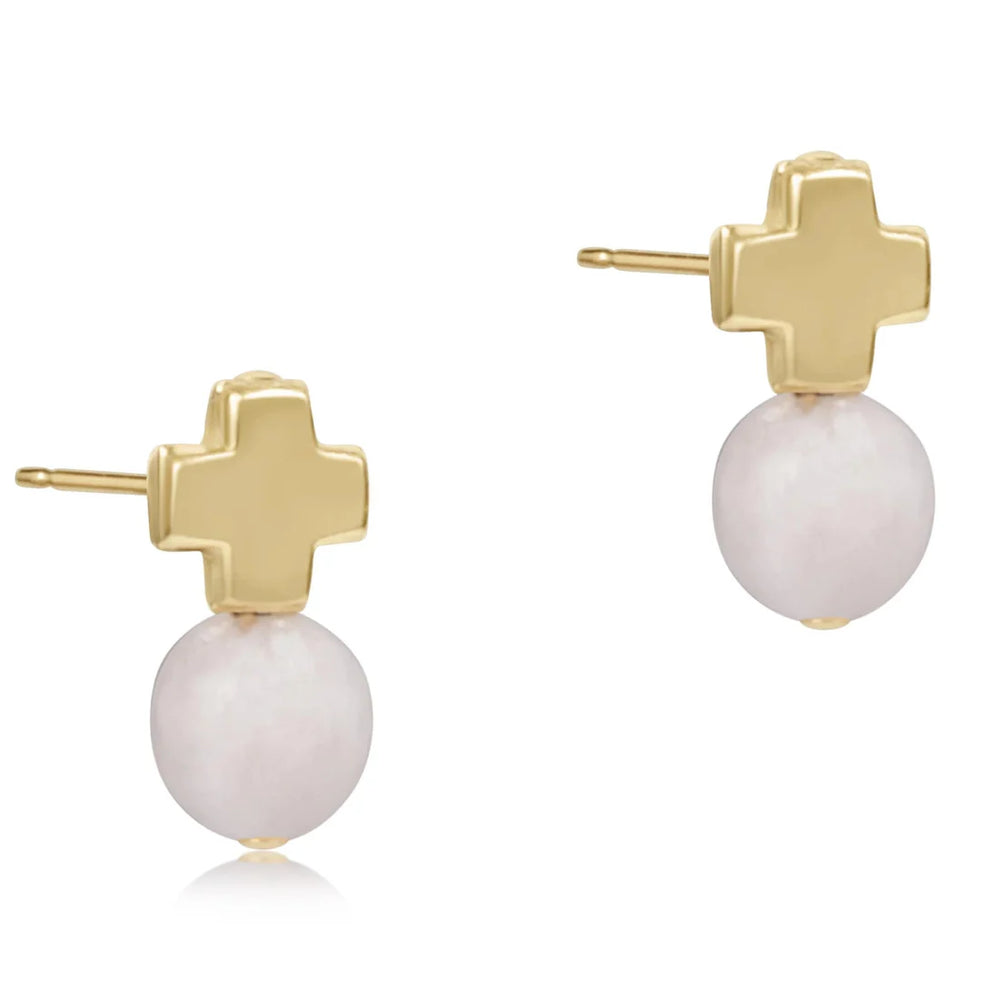 enewton Signature Cross Gold Stud Moonstone Earring