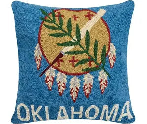 Oklahoma Flag Hooked Pillow