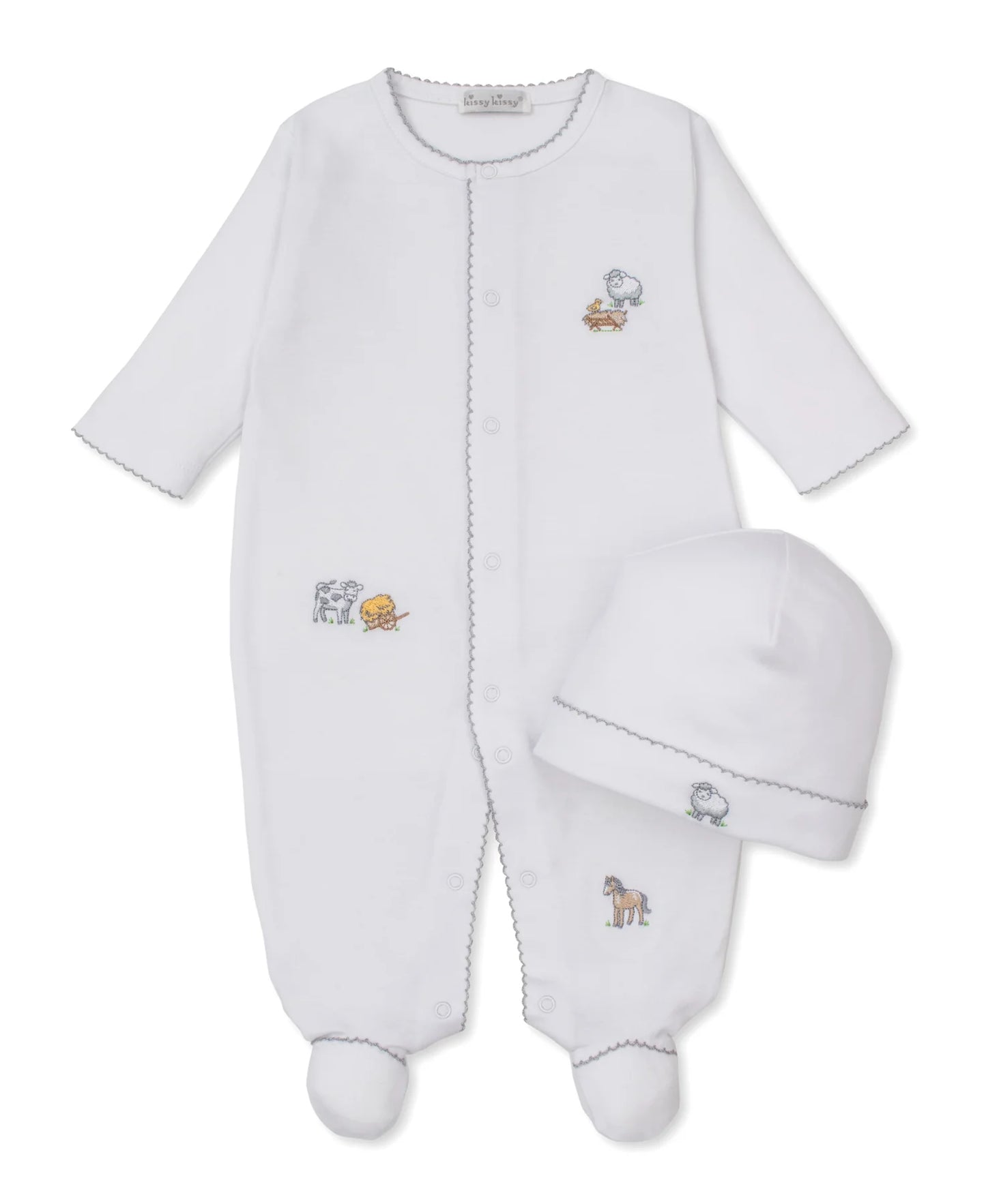 Fun on the Farm Embroidered Footie w/ Hat