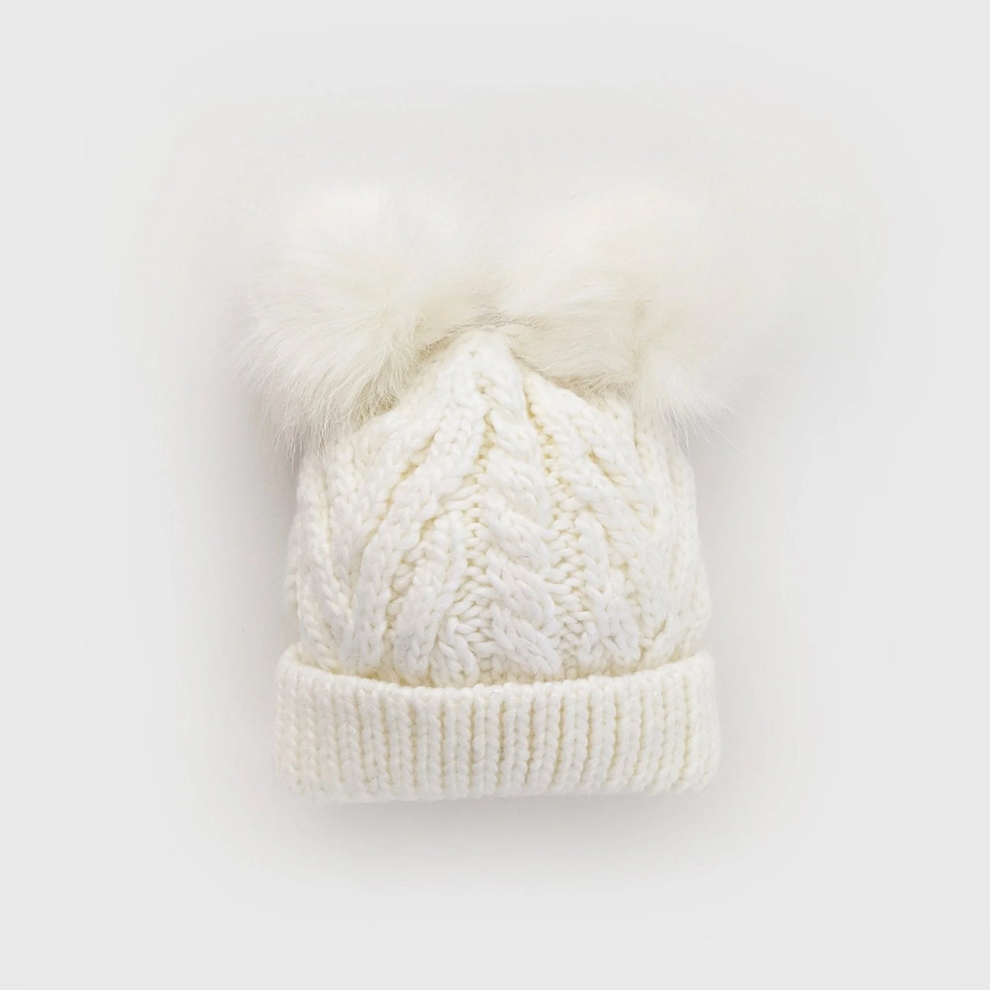 Kid's White Fluffer Beanie
